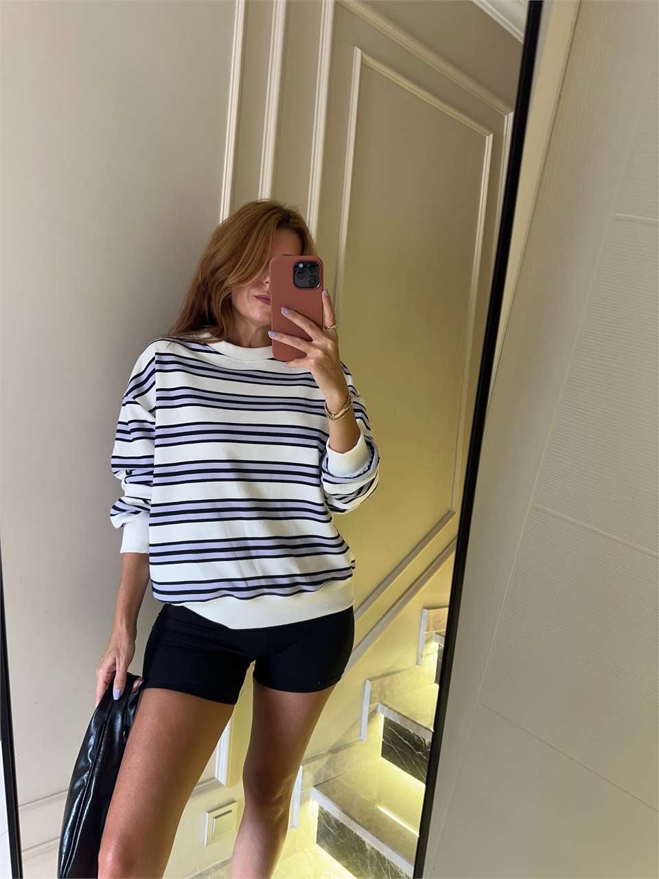 Kadın Çift Çizgili Sweatshirt - Lila