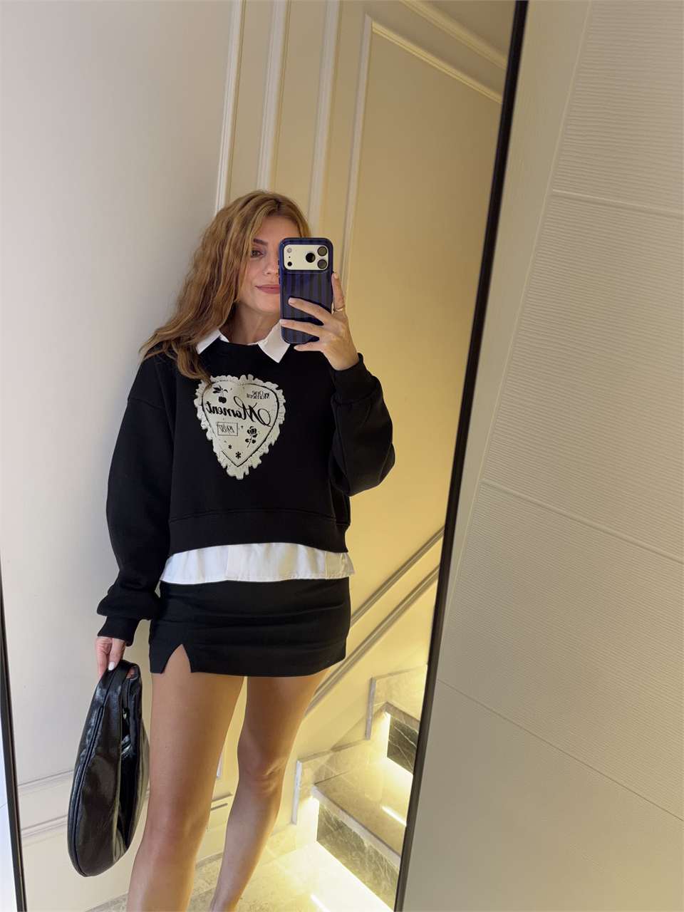 Kadın Gömlek Yaka Polar Sweatshirt