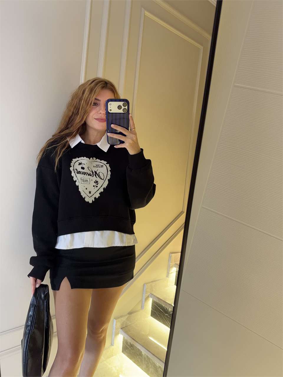 Kadın Gömlek Yaka Polar Sweatshirt