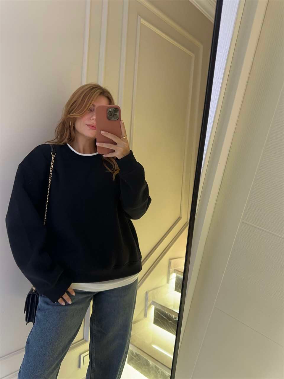 Kadın İkili Uzun Şardonlu Sweatshirt - Siyah