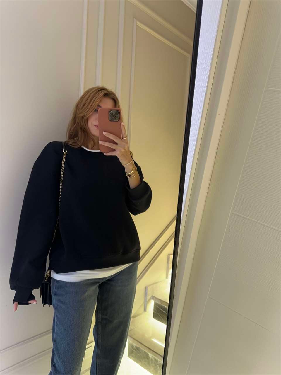Kadın İkili Uzun Şardonlu Sweatshirt - Siyah