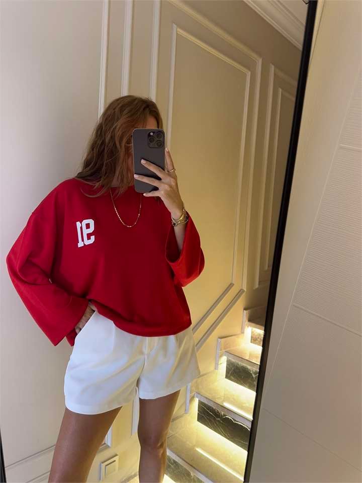 Kadın Kırmızı 91 İnce Sweat