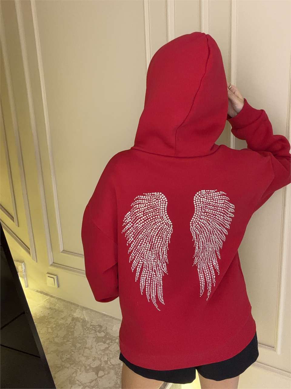 Kadın Melek Kanat Sweatshirt - Kırmızı