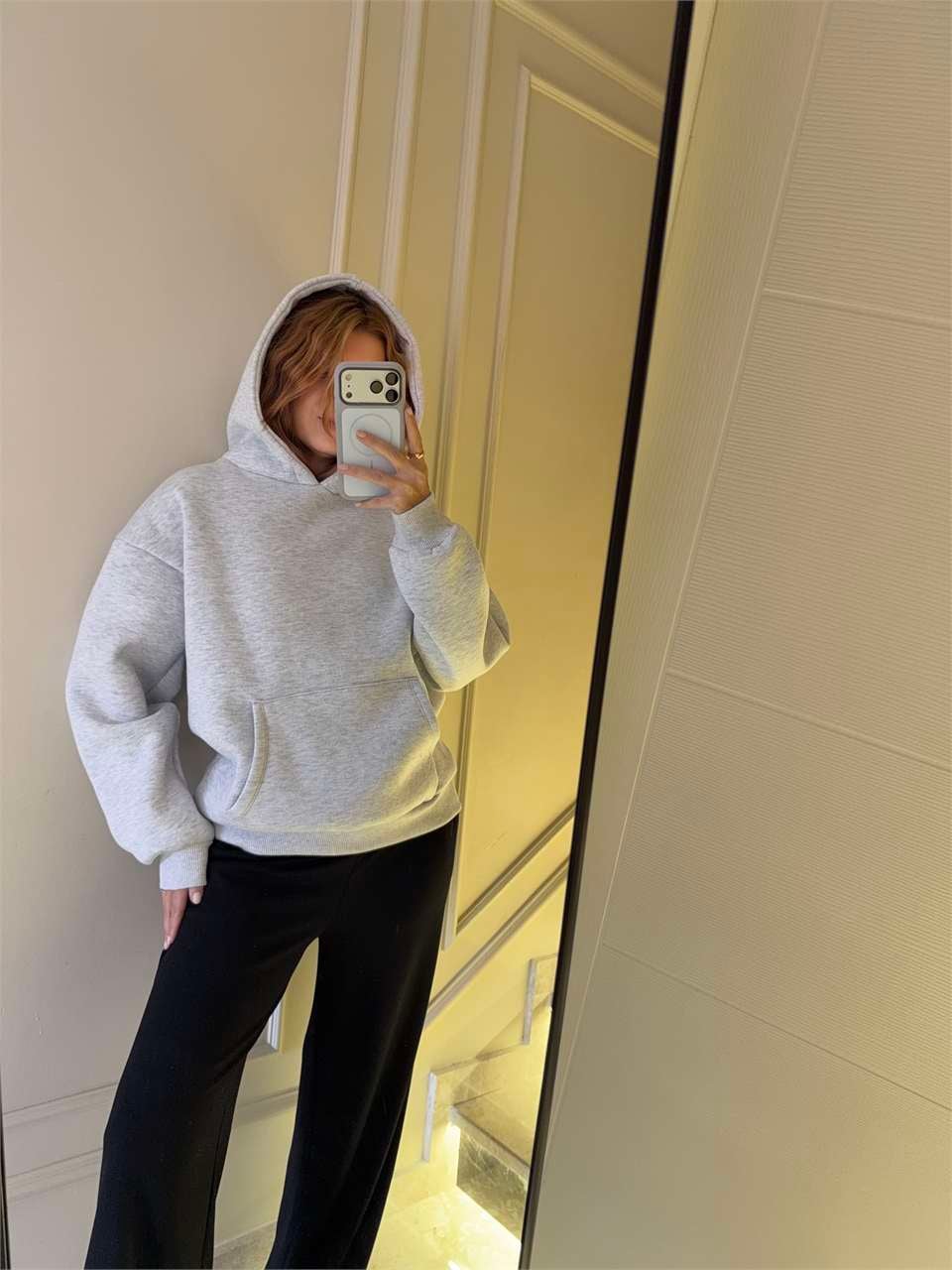 Kadın Melek Kanat Sweatshirt - Melanj Gri