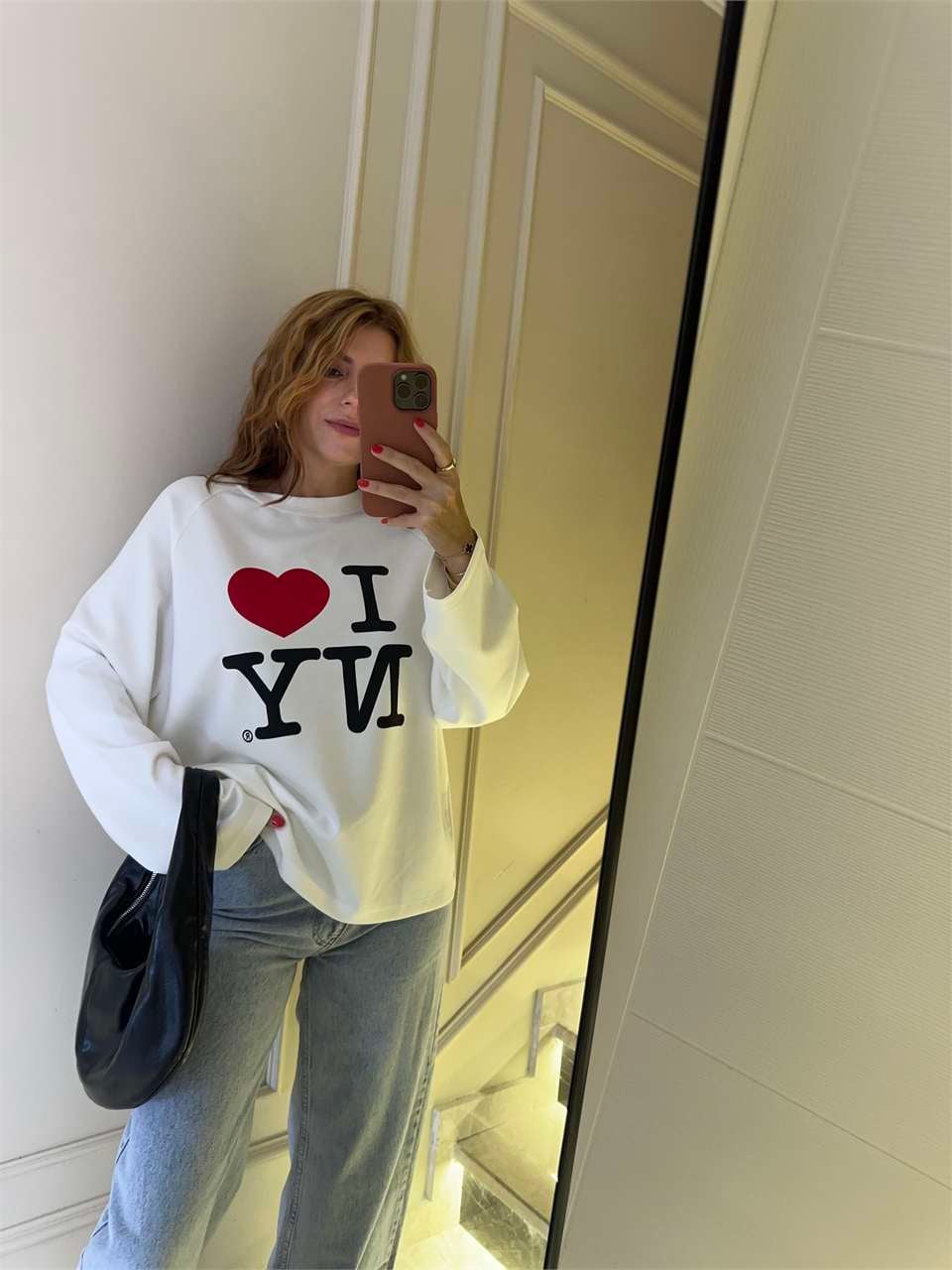 Kadın Modal Kumaş I Love NY Bluz
