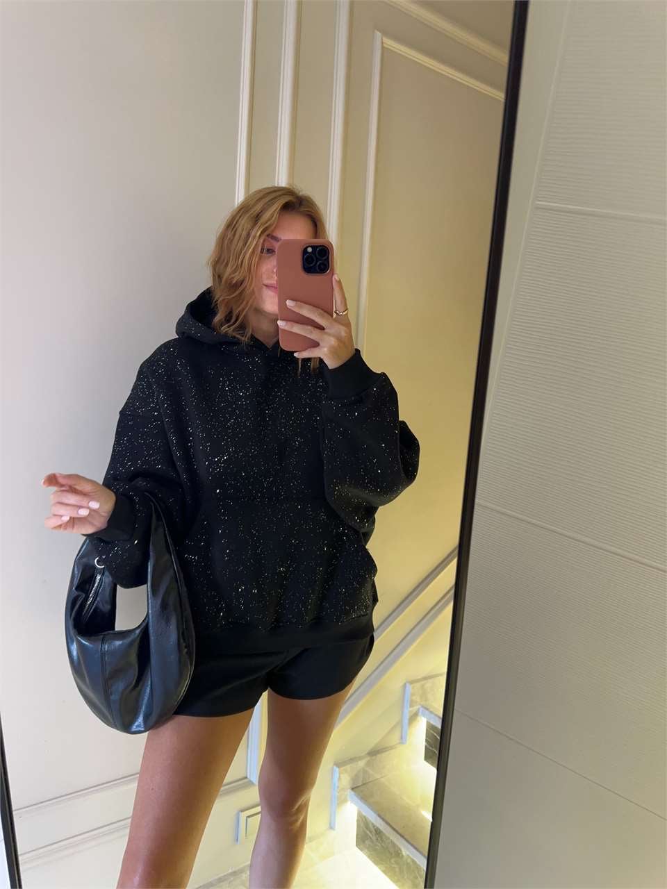 Kadın Simli Kapşonlu Sweatshirt