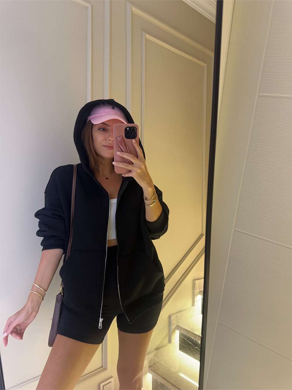 Kadın Siyah Fermuarlı Oversize Hırka