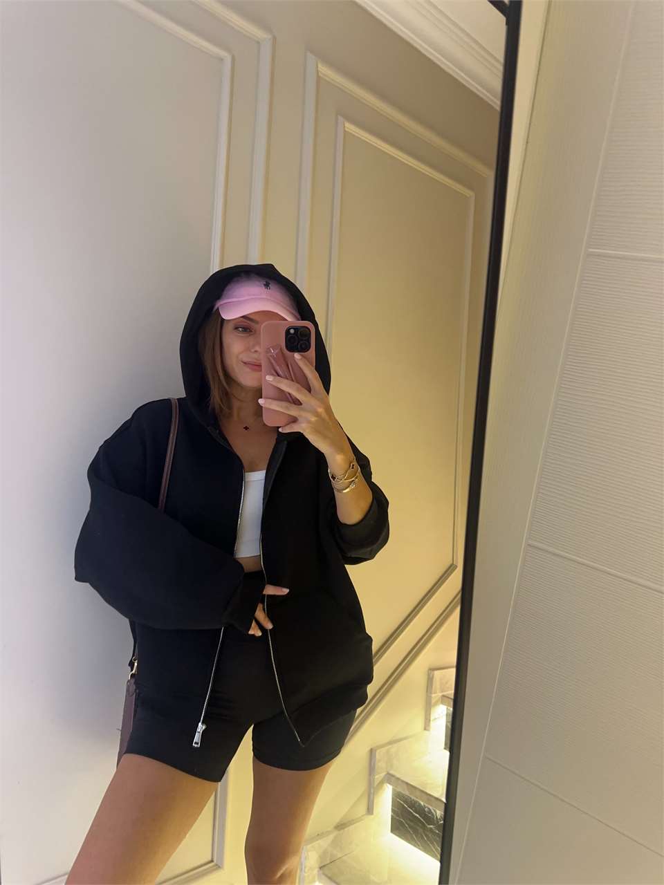 Kadın Siyah Fermuarlı Oversize Hırka