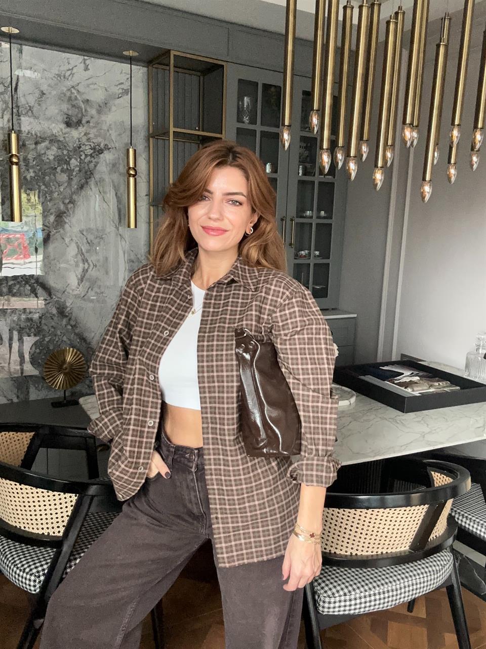 Kahve Pötikare Yünlü Gömlek