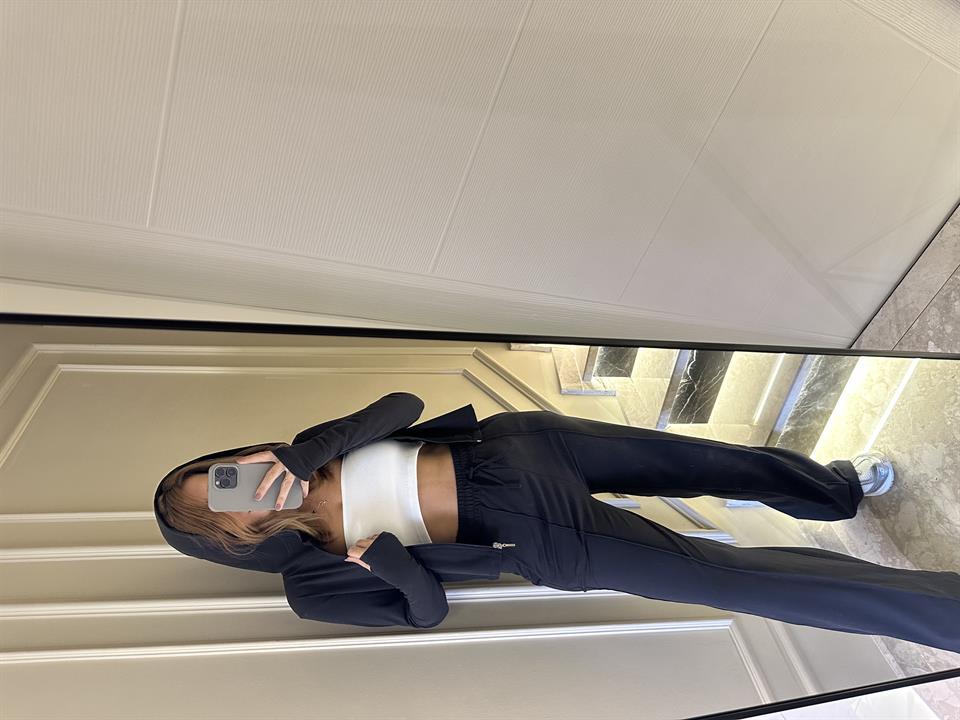 Kapüşonlu Fermuarlı Pamuklu Kumaş Takım