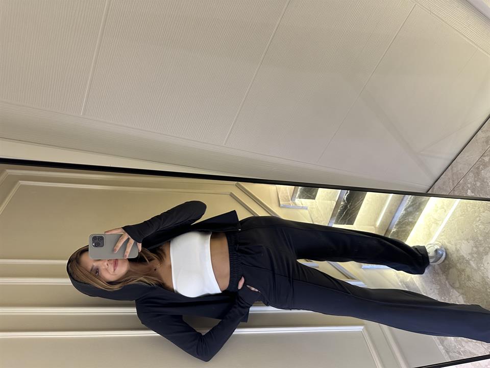 Kapüşonlu Fermuarlı Pamuklu Kumaş Takım