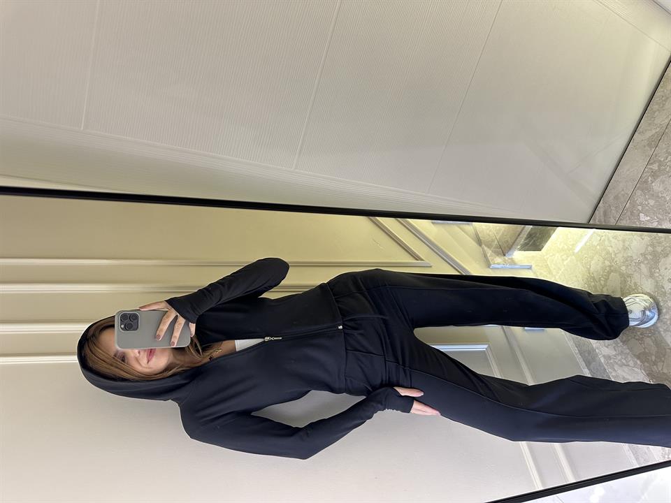 Kapüşonlu Fermuarlı Pamuklu Kumaş Takım