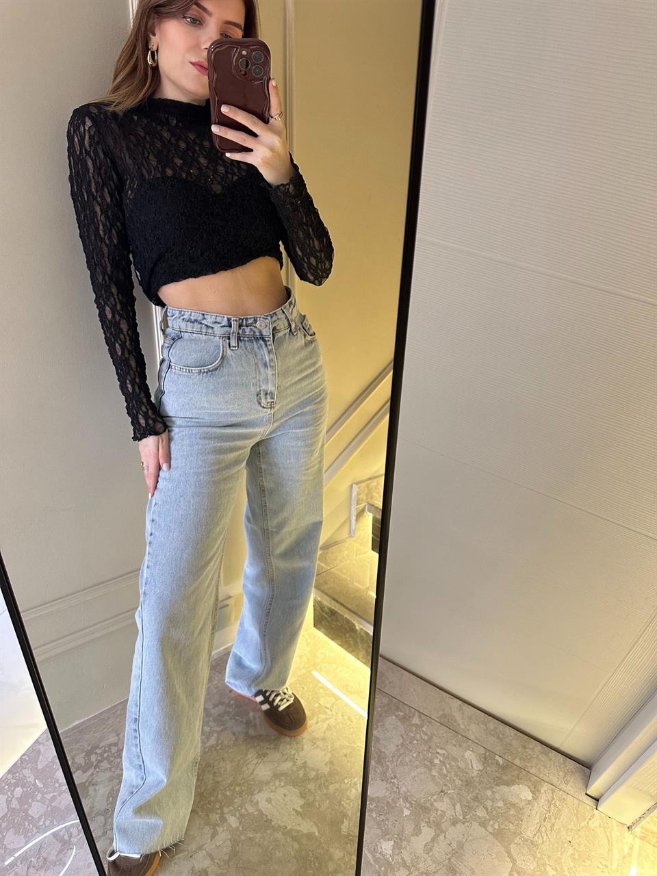 Kar Yıkama Paça Kesik Palazzo Jean