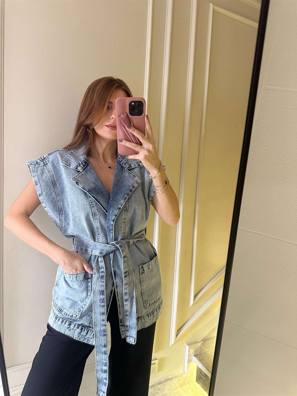 Kemerli Blazer Kot Yelek