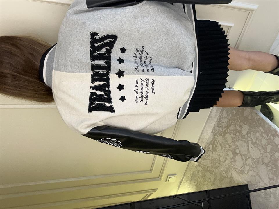 Kolları Deri Detay Bomber Mont