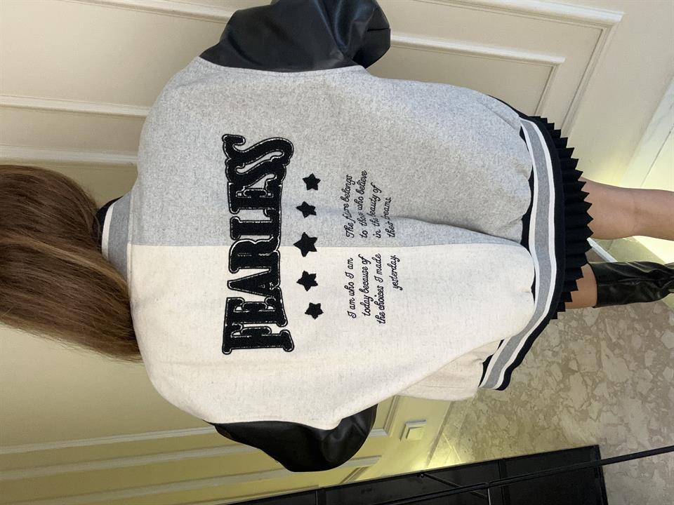 Kolları Deri Detay Bomber Mont