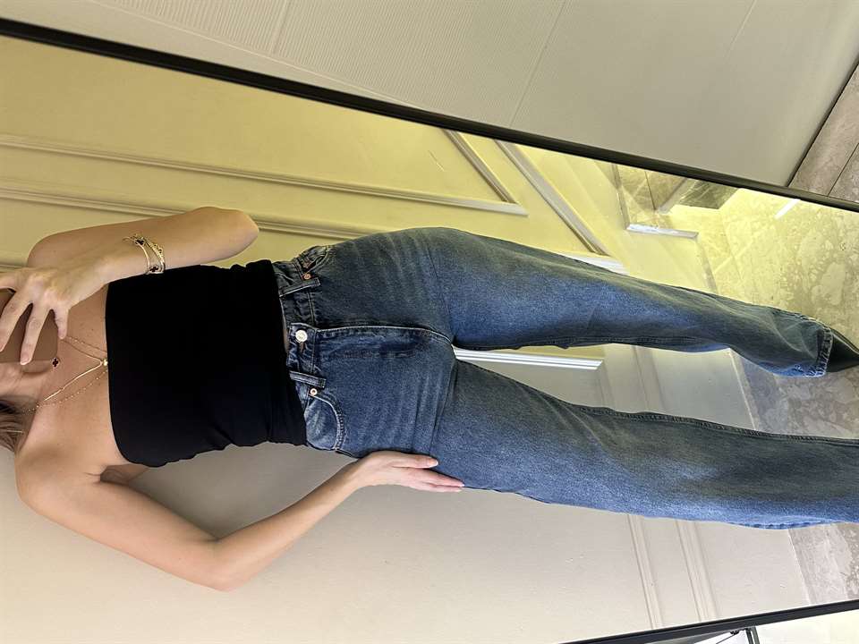 Koyu Mavi Premium Wide Leg Jean