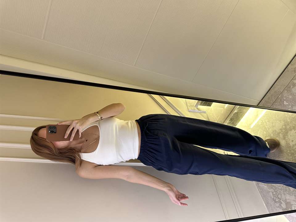 Lacivert Bol Paça Tensel Pantolon