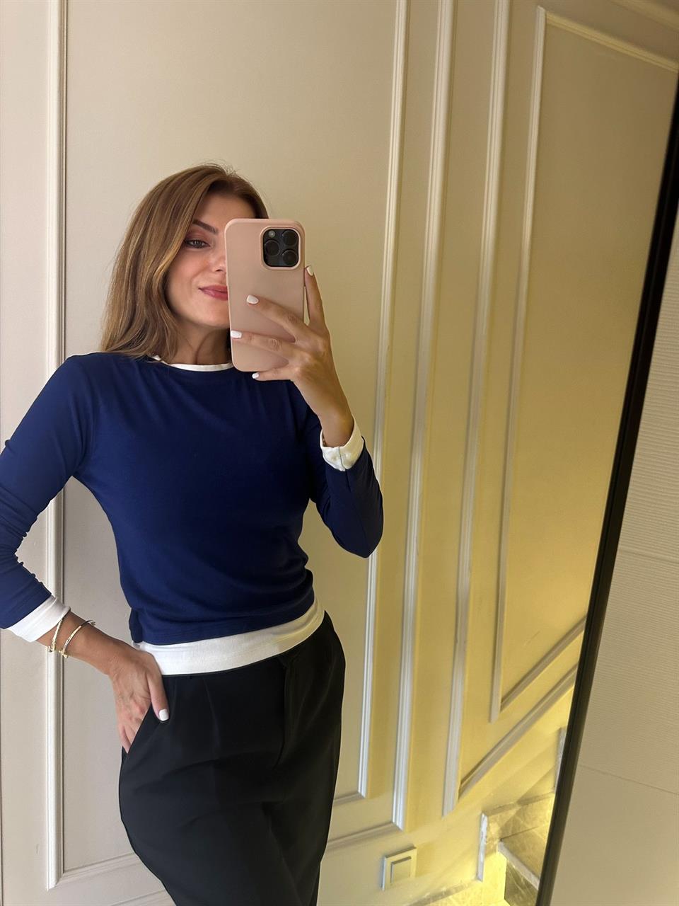 Lacivert İkili Modal Kumaş Bluz