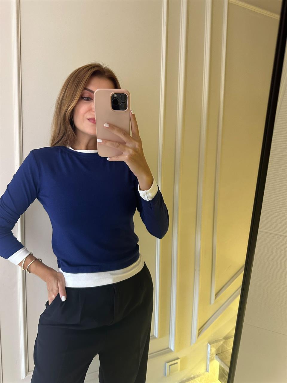 Lacivert İkili Modal Kumaş Bluz