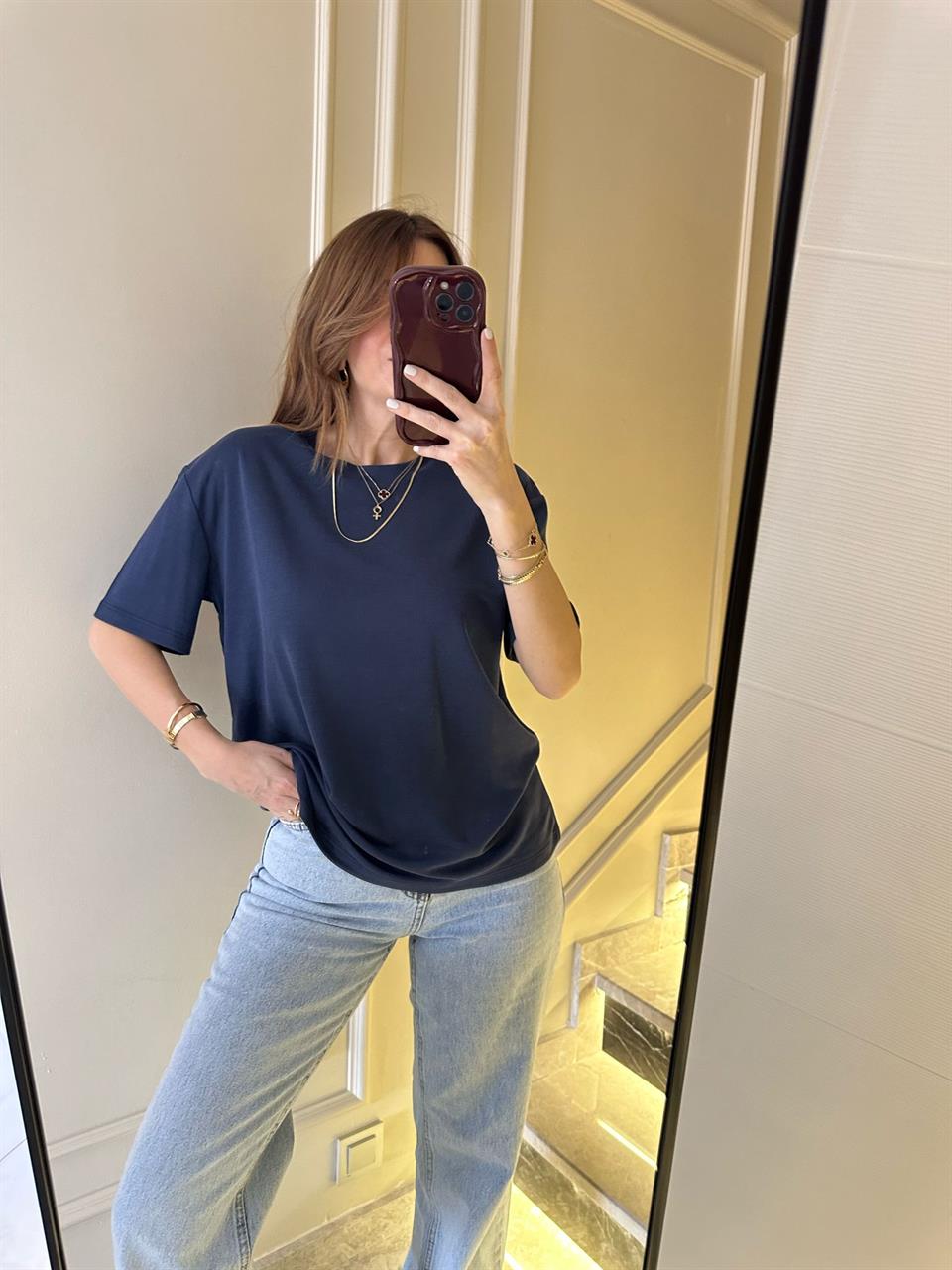 Lacivert Pike Modal Tişört