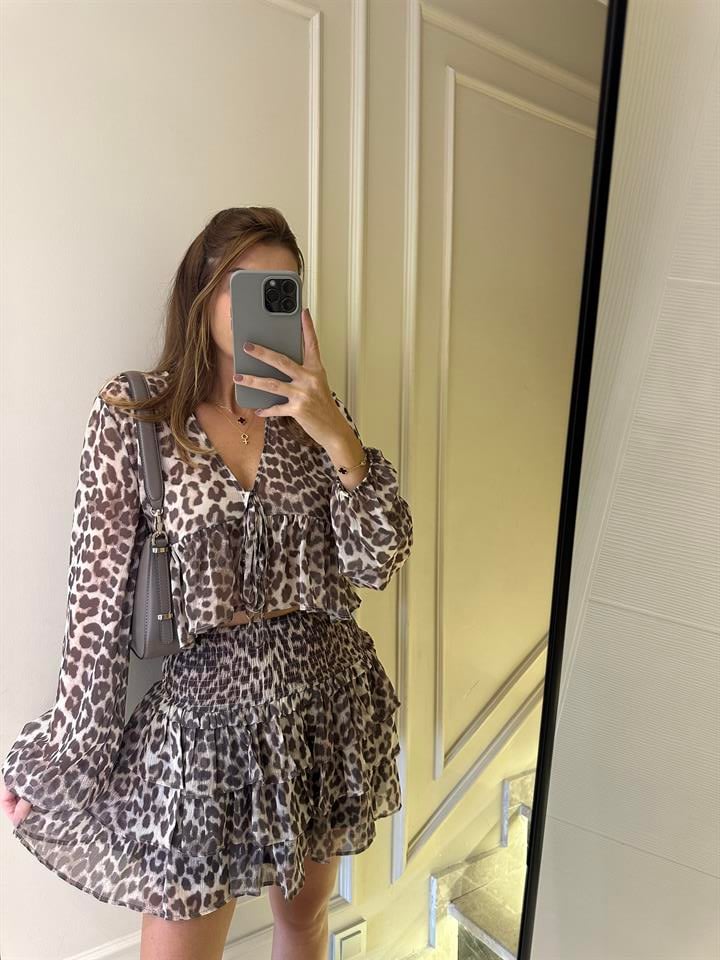 Leo Fırfırlı Mini Etek