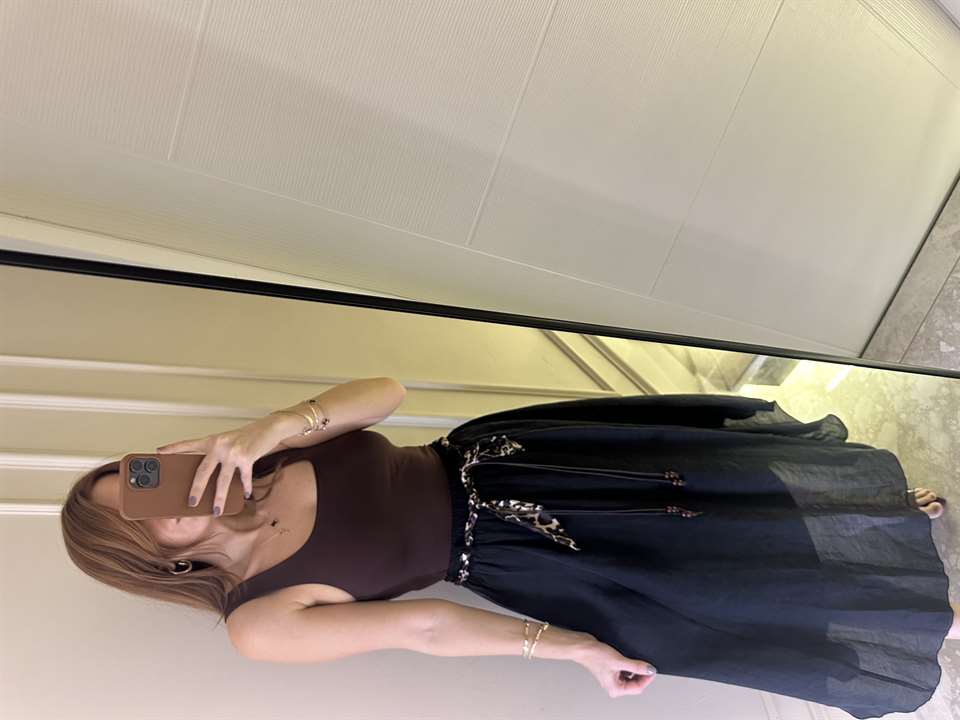 Leopar Bağlama Detaylı Etek