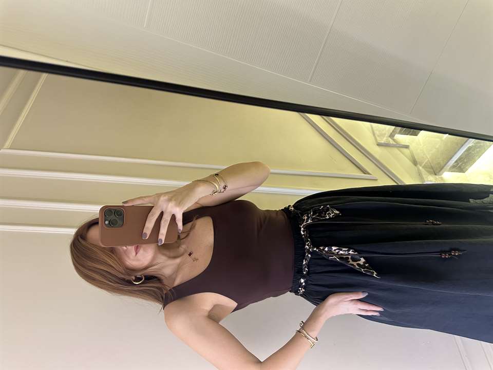 Leopar Bağlama Detaylı Etek