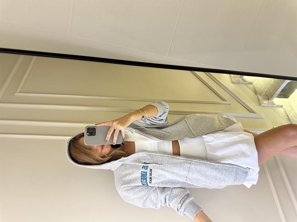 Los Angeles Nakışlı Fermuarlı Sweatshirt