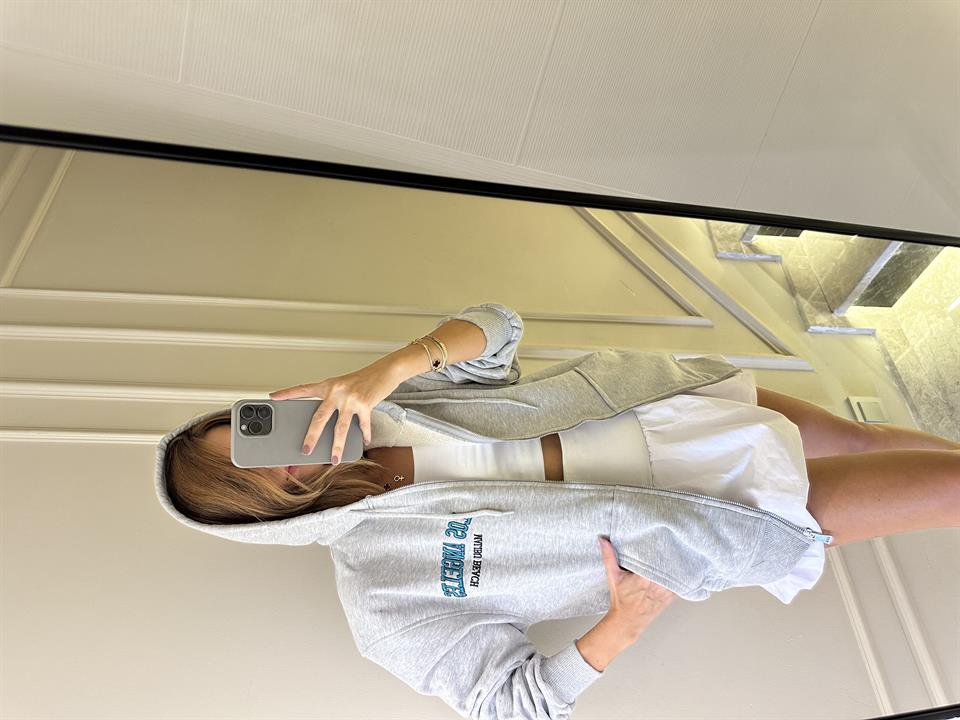 Los Angeles Nakışlı Fermuarlı Sweatshirt