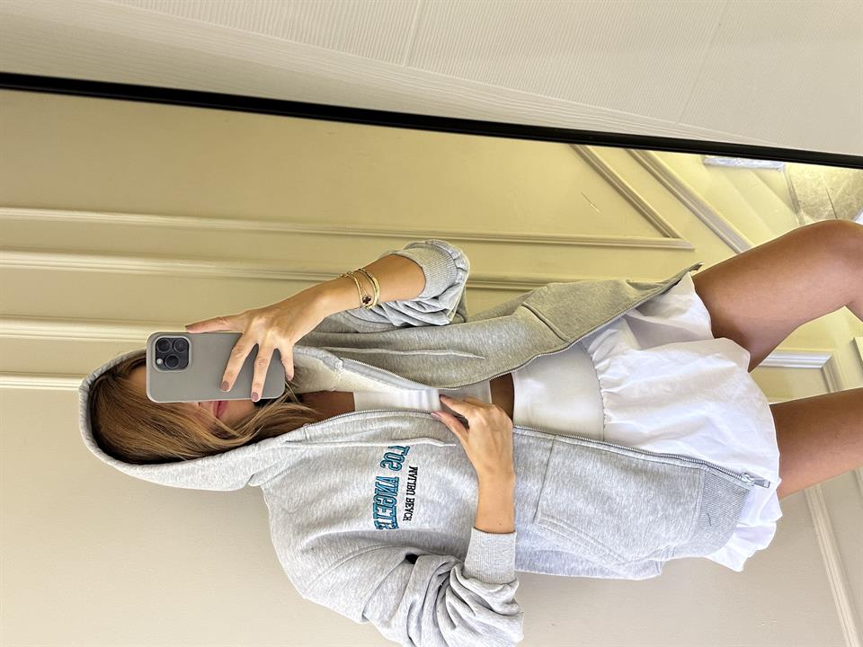 Los Angeles Nakışlı Fermuarlı Sweatshirt