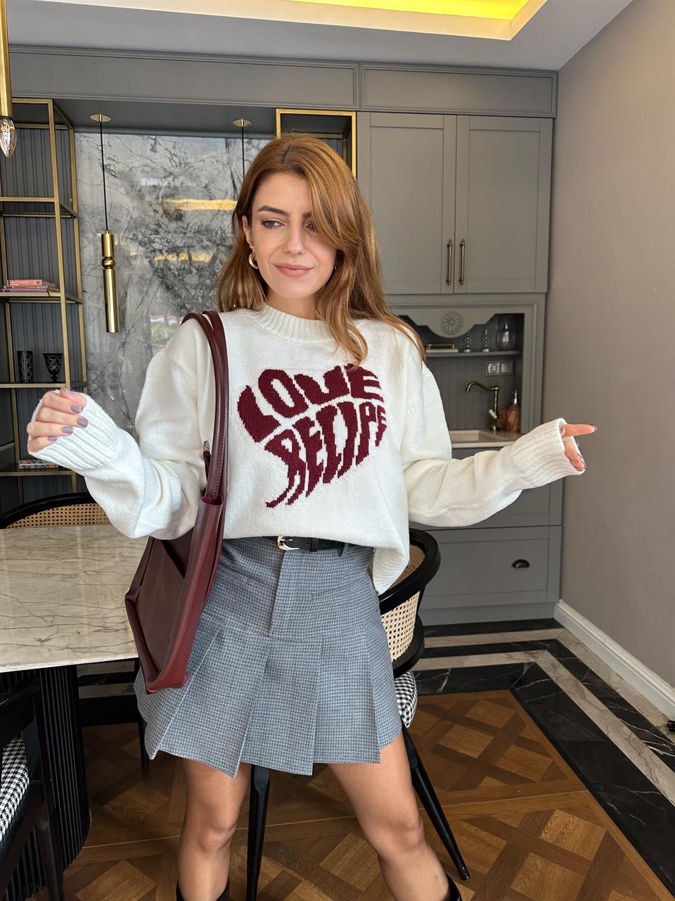 Love Bisiklet Yaka Triko Kazak