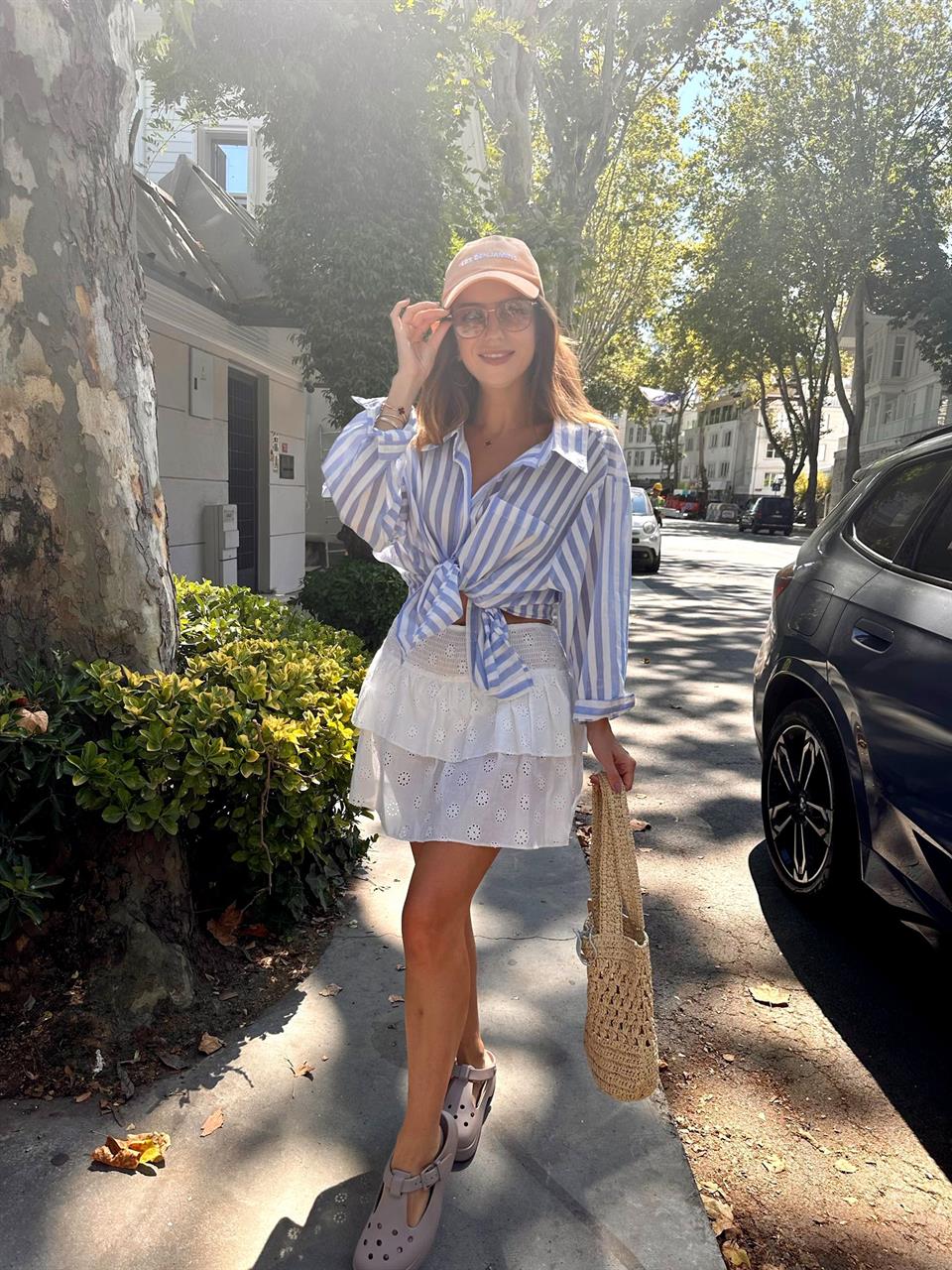 Mavi Çizgili Cepli Salaş Gömlek