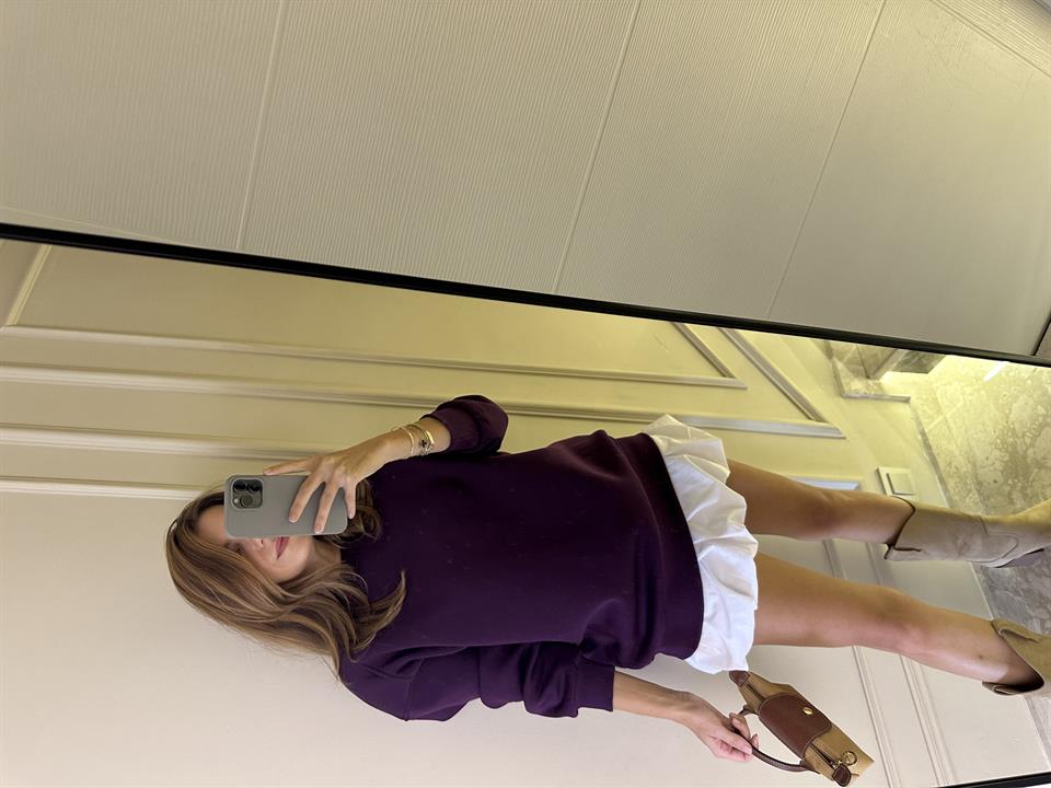 Mürdüm İçi Polar Oversize Sweatshirt