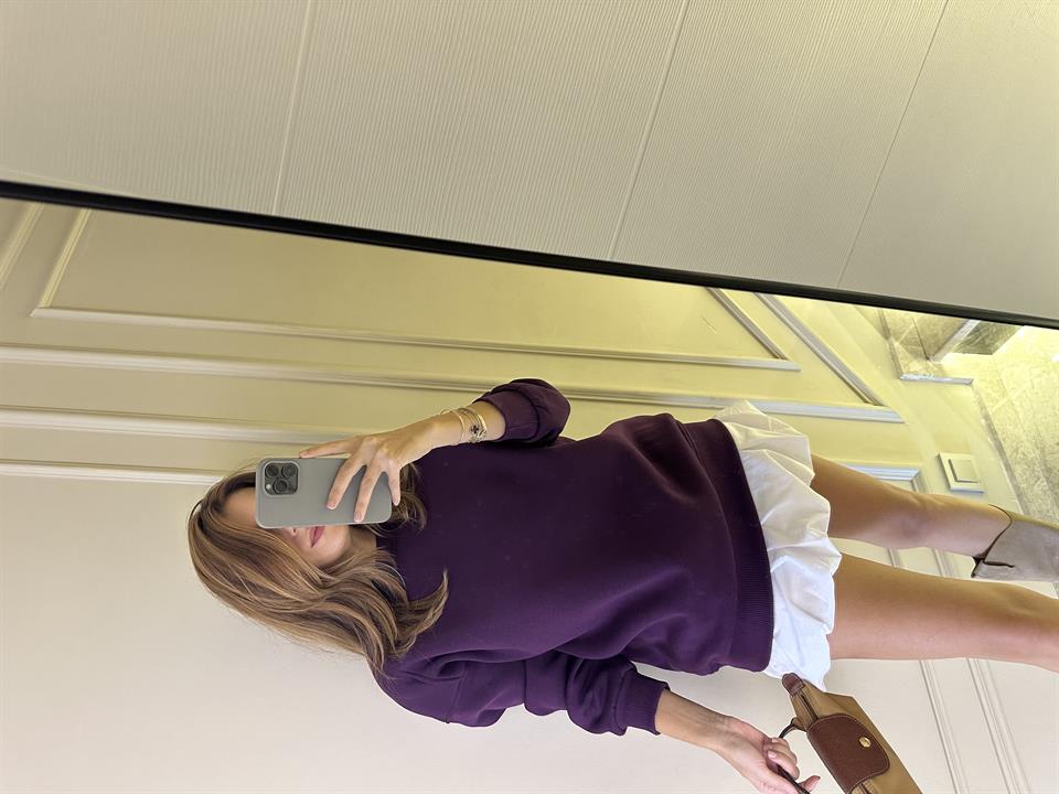 Mürdüm İçi Polar Oversize Sweatshirt