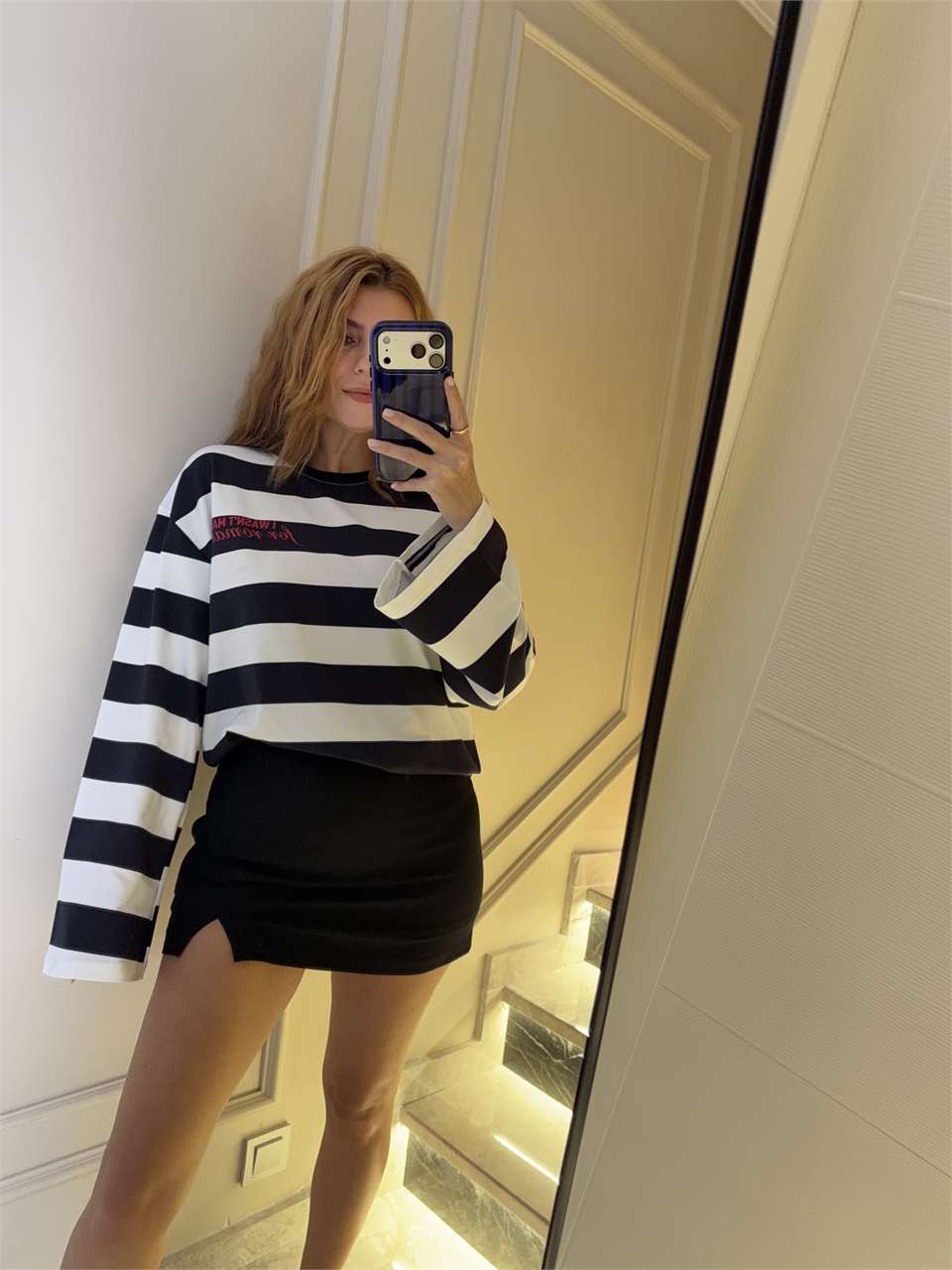 No Time For Çizgili Bluz - LacivertBeyaz