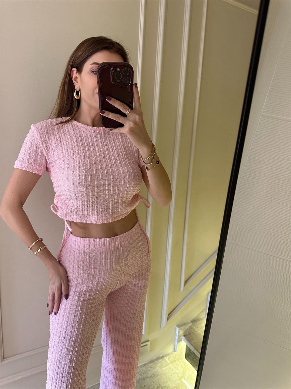 Pembe Büzgülü Bürümcük Takım