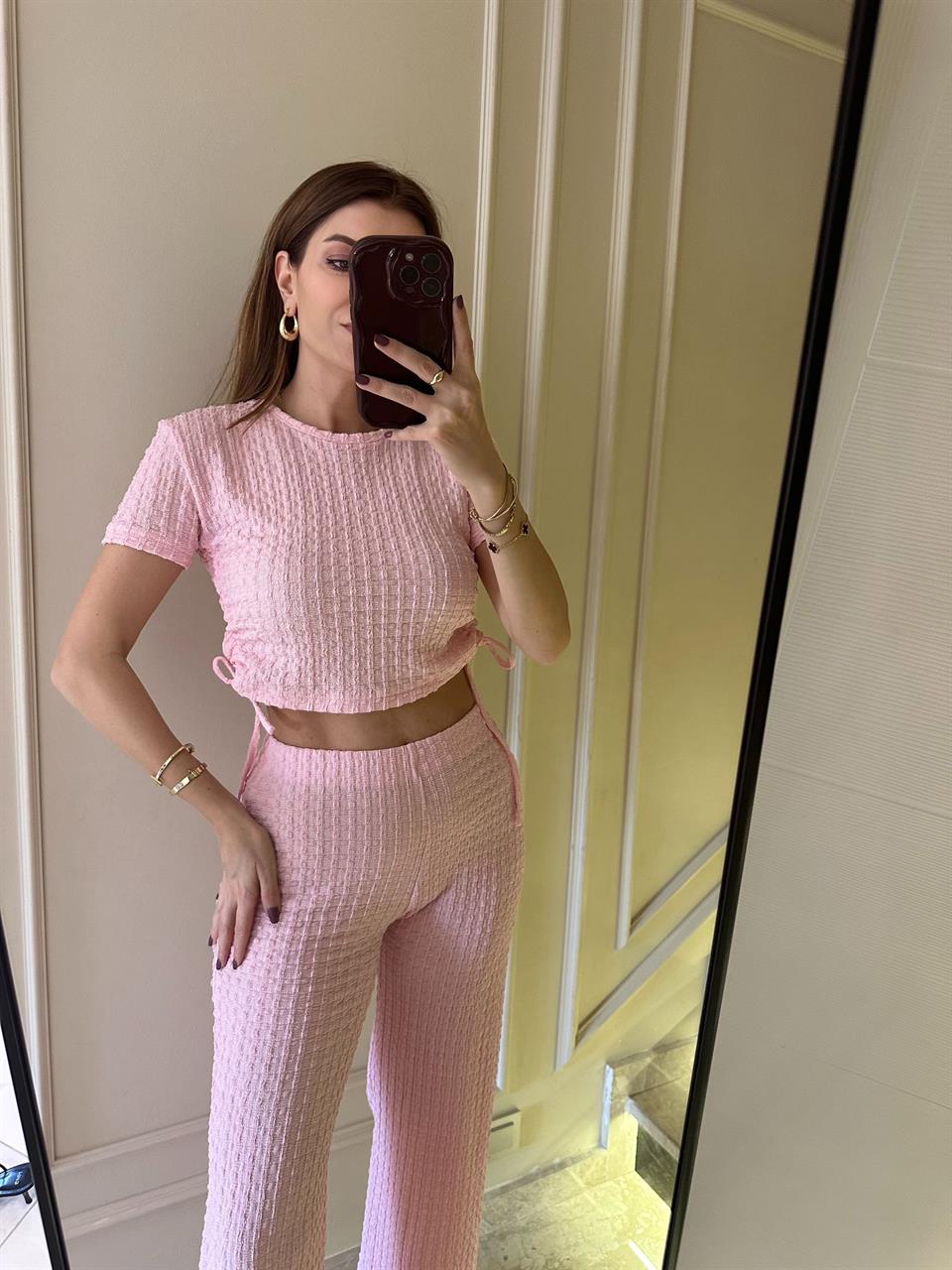 Pembe Büzgülü Bürümcük Takım