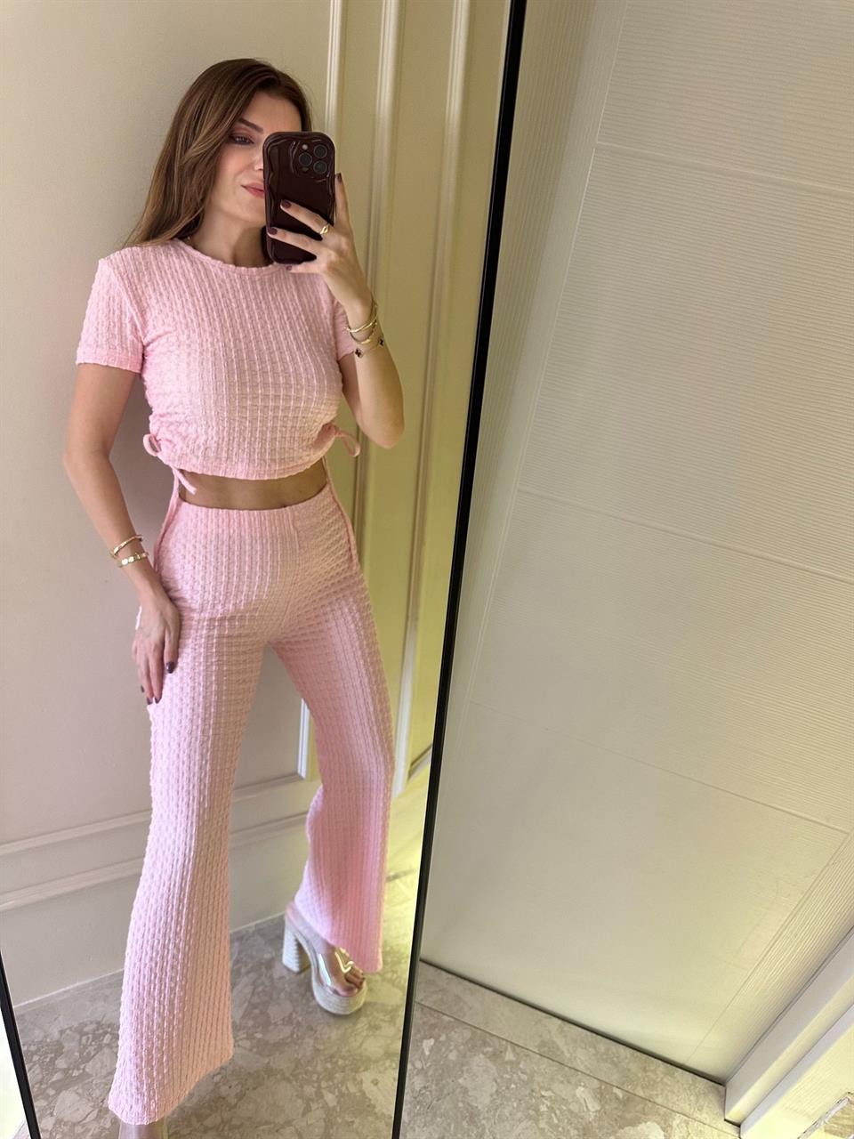 Pembe Büzgülü Bürümcük Takım