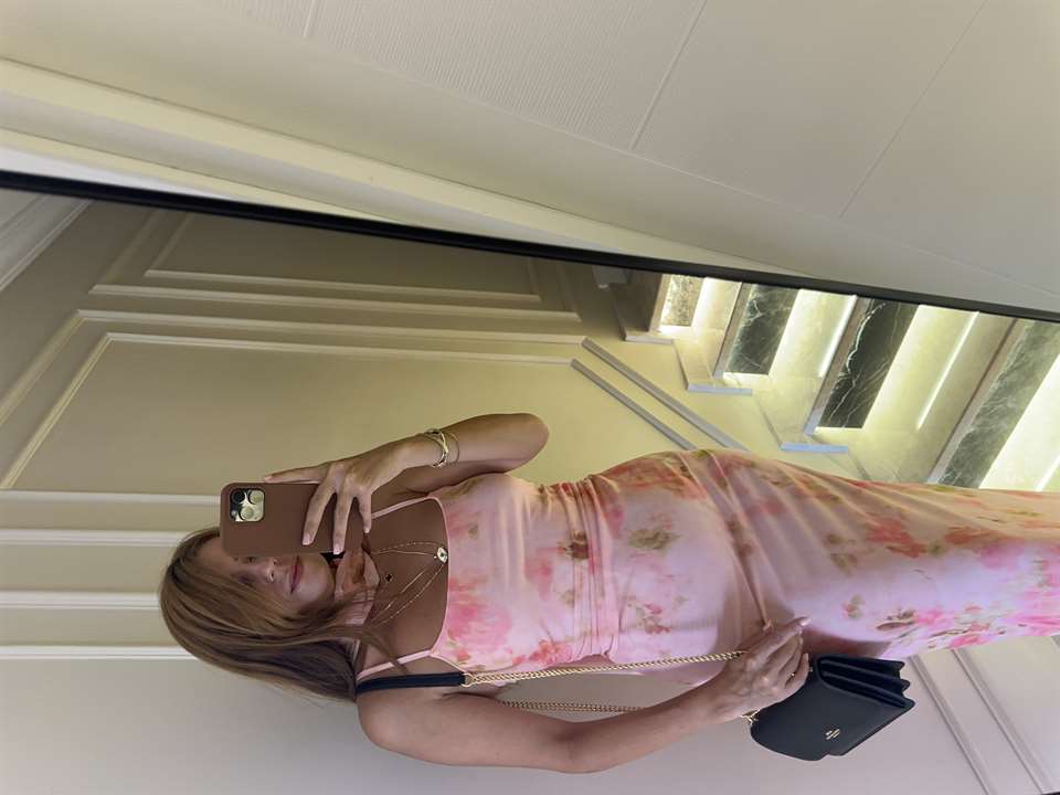Pembe Çiçek Desen Fularlı Tül Elbise