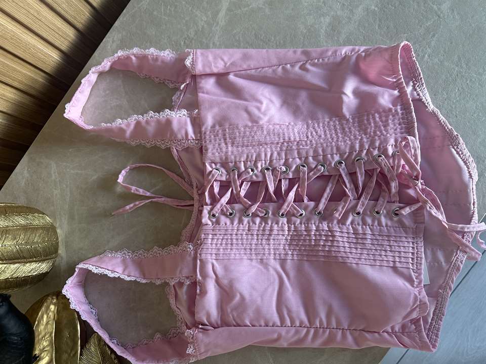 Pembe İp Askılı Korse Detay Bluz