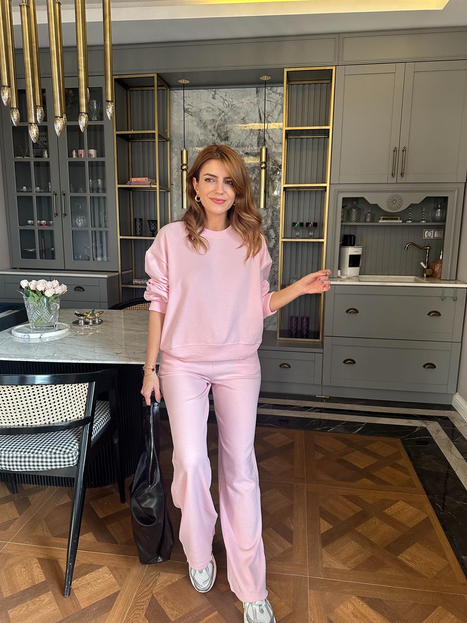 Pembe Ribanalı Selanik Kumaş Takım