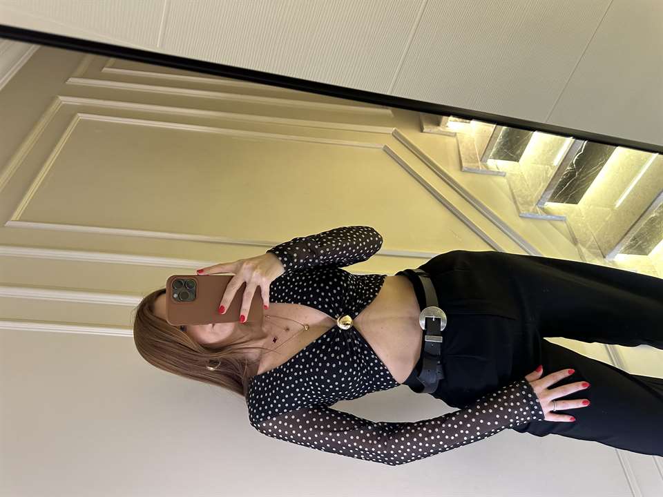 Puantiyeli Şifon Tül Bluz