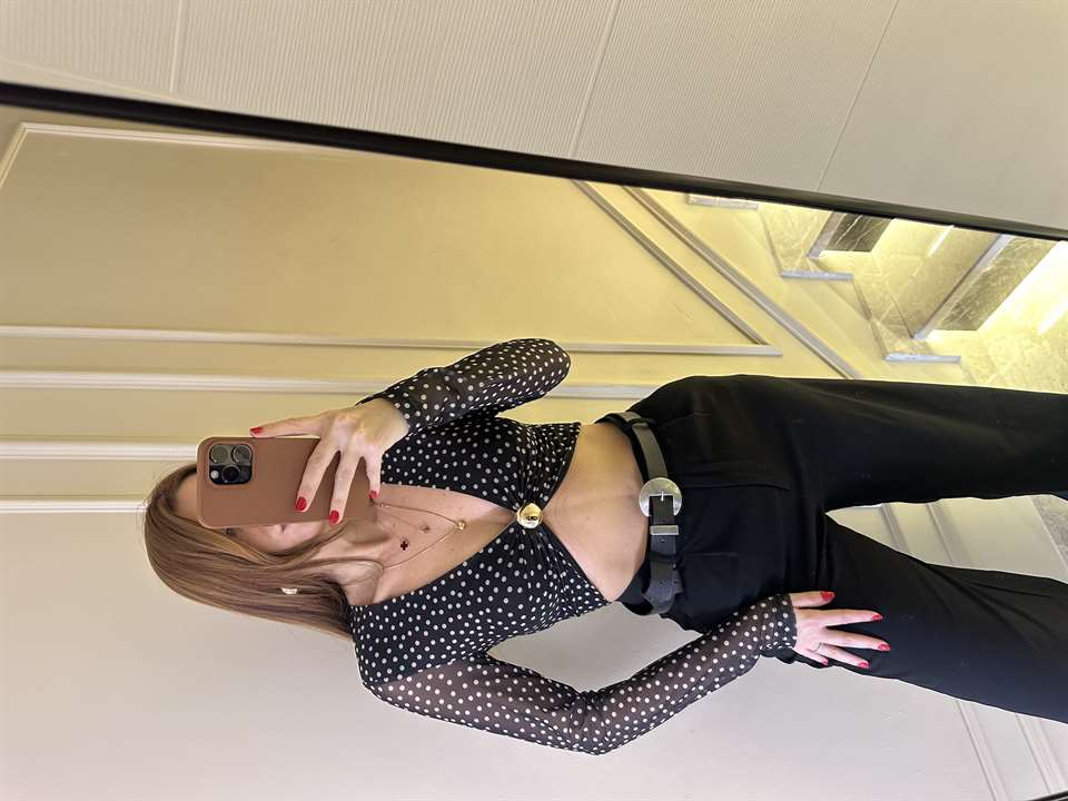 Puantiyeli Şifon Tül Bluz