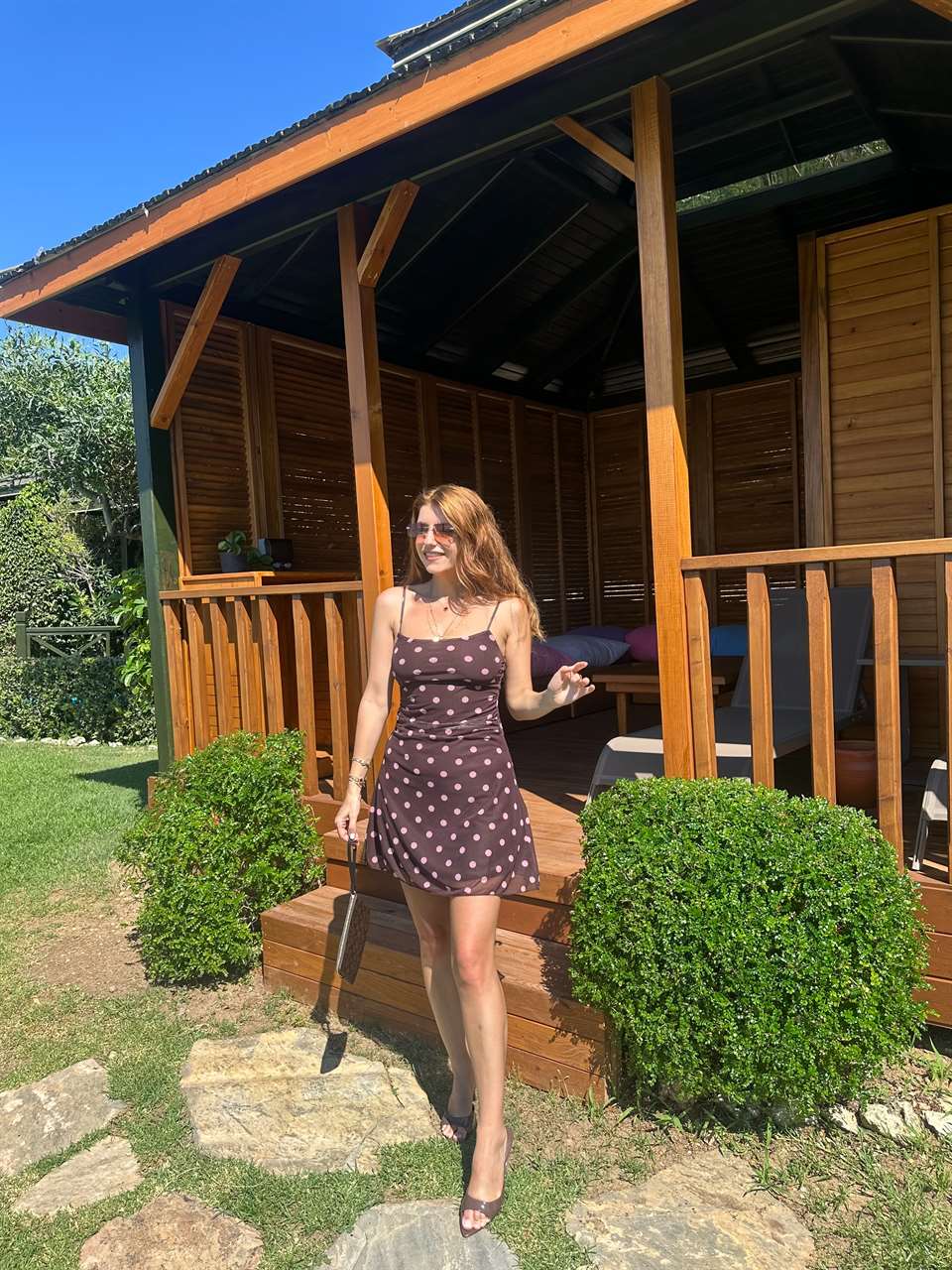 Puantiyeli Tül Askılı Elbise