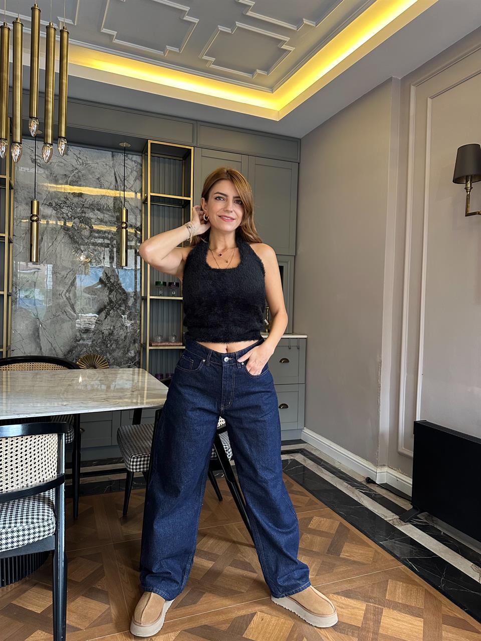 Raw Yıkama Barrel Jean