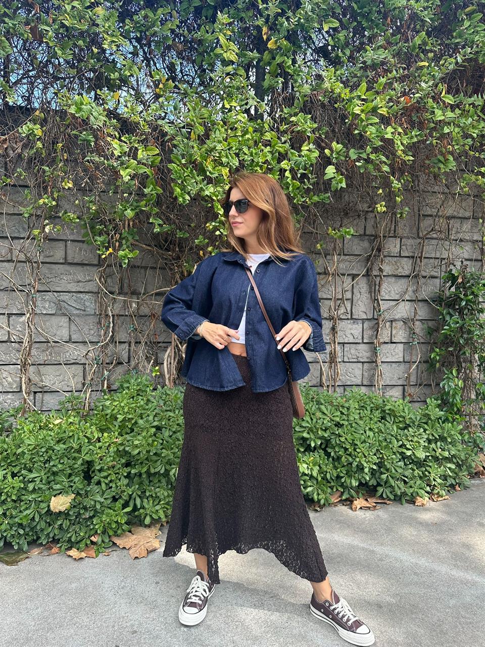 Raw Yıkamalı Panço Kot Gömlek