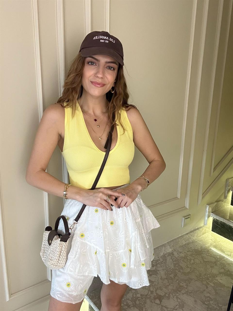 Sarı Çiçek Desenli Şortlu Fisto Etek