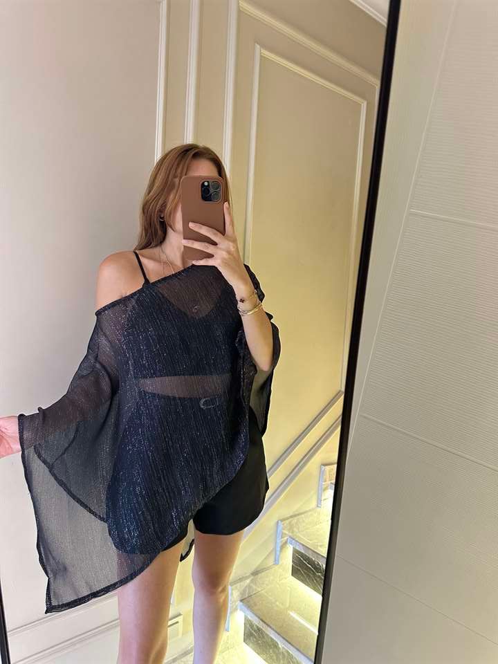 Simli Transparan Salaş Bluz