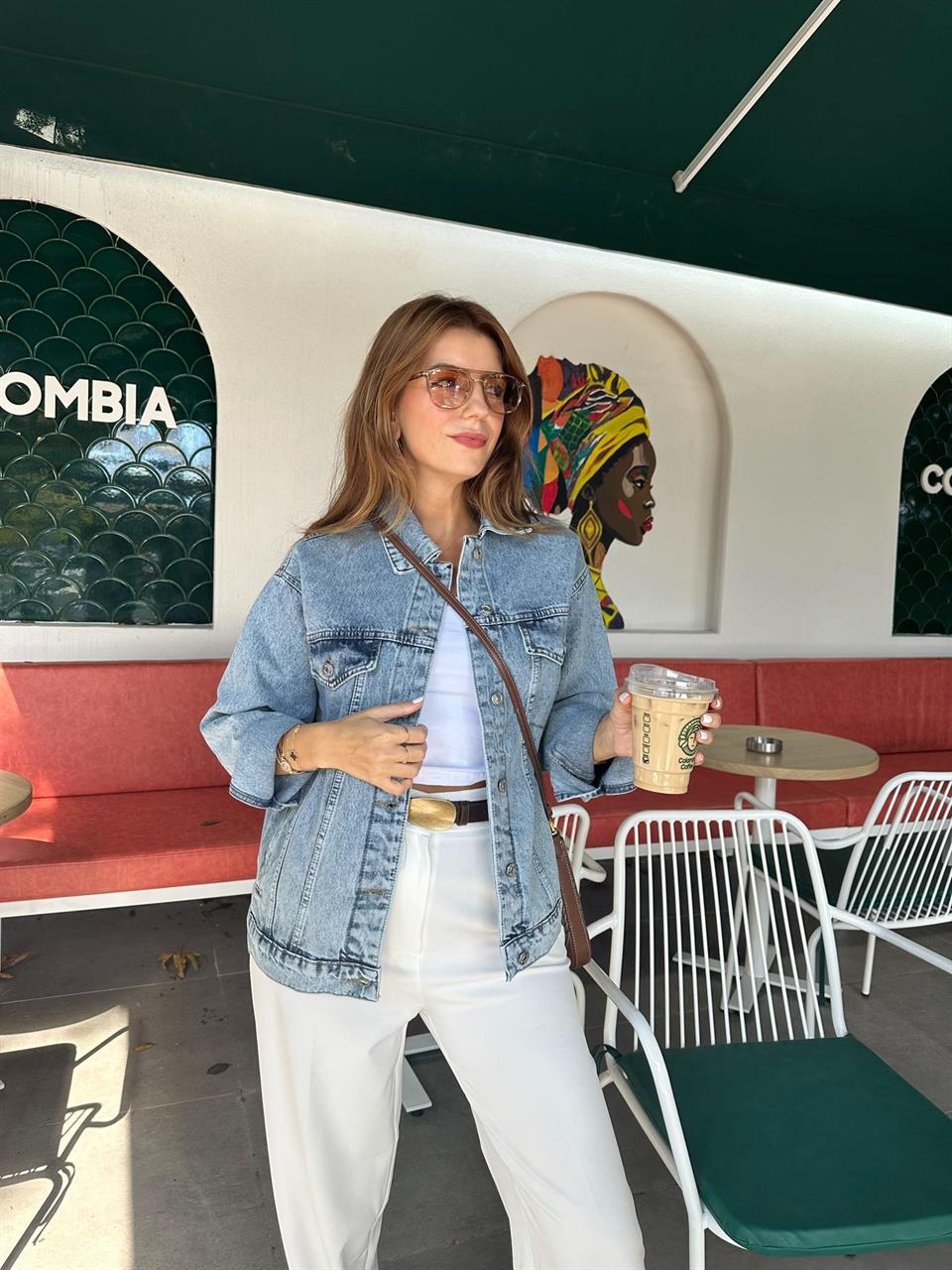 Sırt Baskı Uzun Kot Ceket